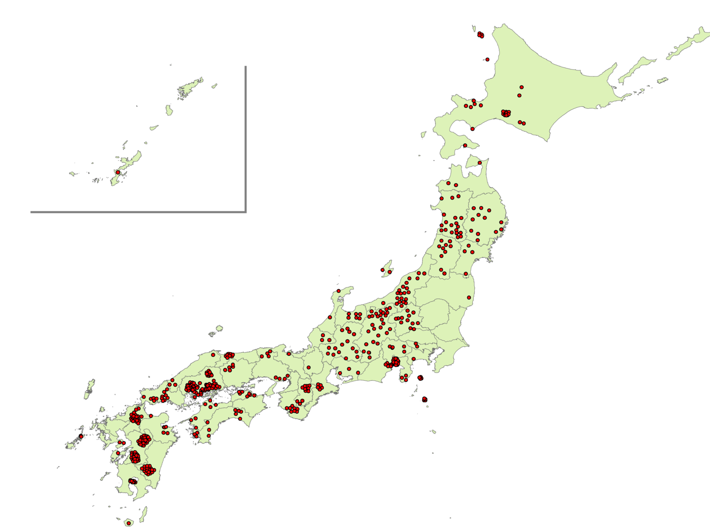 施⼯実績のわかる日本地図